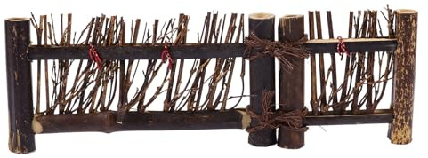 OUNONA Japanese Style Wooden Miniature Fence Decoration for Home Decor and Photo Prop, Realistic Modeling, Brown Wood Material, for Potted Landscaping Decoration and Tea Ceremony