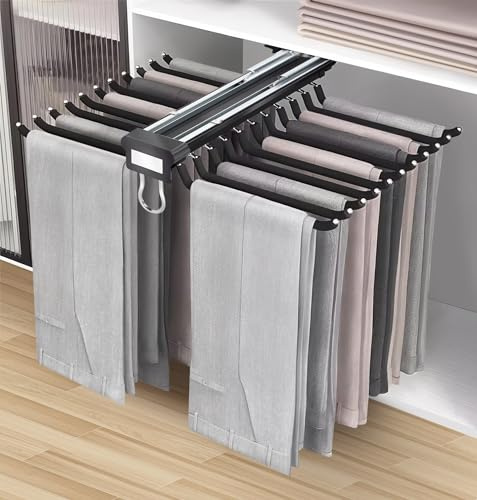 Hosenhalter Ausziehbar 22 Arme, Hosenbügel Kleiderstange Silent Dämpfung | Aluminiumlegierung, rutschfeste Beflockung, doppelte Dämpfung, einfache Montage, vielseitig für Hosen Jeans Krawatten
