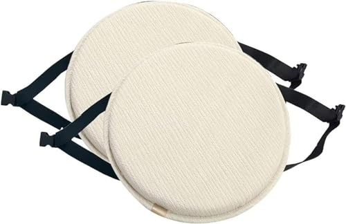 uyeoco Stuhlkissen rund mit elastischen Bändern Schnallen, 30x30/35x35/40x40/45x45cm, 1/2/4er Set Rundes Memory-Schaum-Sitzkissen, rutschfeste Runde Stuhlpolster(2#,2pcs,35CM/13.8inch)
