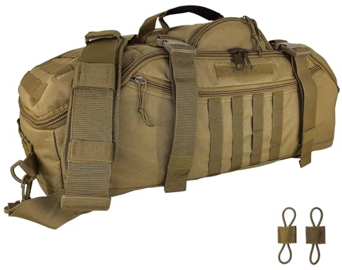 EASY BW 65L Large Travel Gym Duffle Bag Military Tactical Backpack, Army Pack 3 Day Bug Out Bag Rucksack for Outdoor Sport Hiking Camping with Molle System, Coyote
