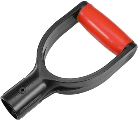 Manico a vanga in plastica, impugnatura a D for pala, diametro interno 32 mm, manico for pala da neve a vanga, paletta da neve a vanga da scavo (rosso)