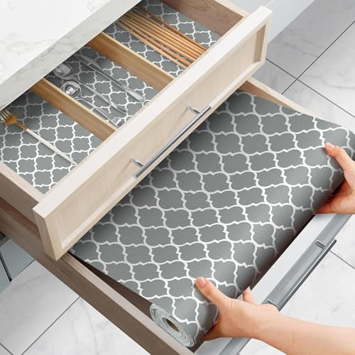 FJNATINH Tappetino per cassetti, 30 x 900 cm, antiscivolo, per cassetti, impermeabile, non adesivo, per mobili da cucina, rivestimento dei cassetti (lanterne grigie)