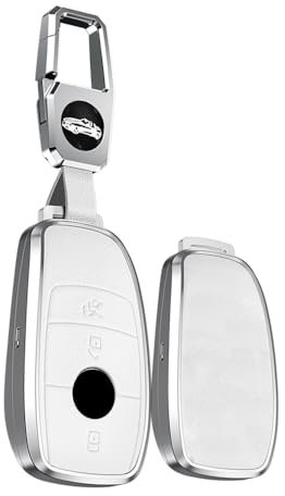 TECART Porte-clés en alliage d'aluminium et cuir blanc