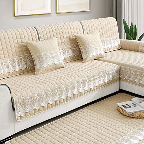 Velvet Sofa Slipcover for 2 3 4 Seater, Sofa Slipcover Corner L Shape Couch Cover Anti-slip Reversible Quilted Corner Slipcovers Washable for Sectional Couch(6,360cm suit)