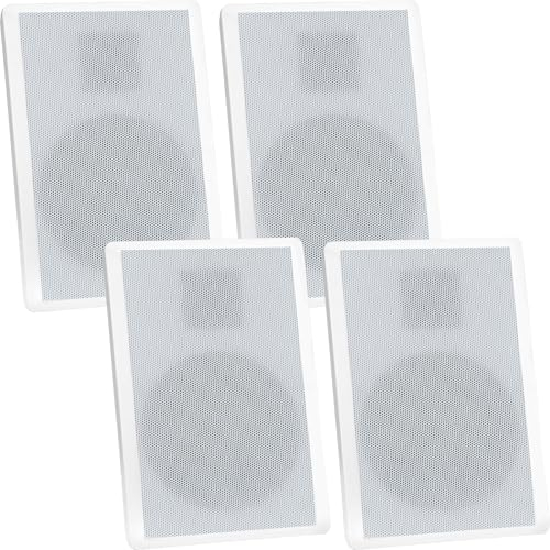 Pronomic FLS-540 WH Set de Altavoces de Pared Flatpanel (2 Pares de Altavoces HiFi Planos, Caja 2 vías, woofer 5,25/133mm, Tweeter 1,2/30mm, 25/50 vatios (RMS/Peak), conexión con bornes) Blanco