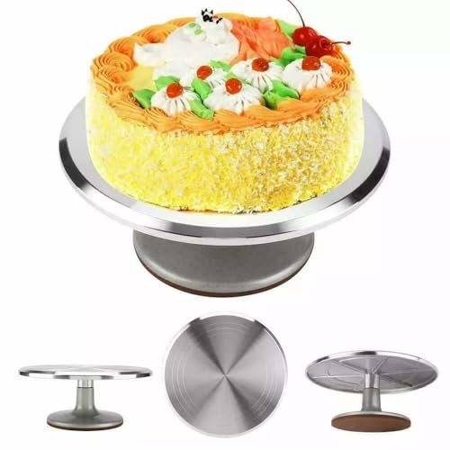 Cake Turntable, 12 Inch Rotating Cake Stand, Aluminium Alloy Revolving Cake Decorating Supplies Spinner Turntable for Professional Bakers New Beginners