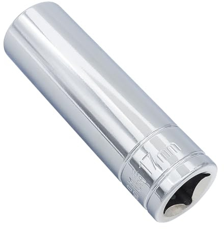 Juttzzei 6-Point Deep Socket, 1/2 Inch Drive 17mm Socket - Silver | Polishing CR-V Steel 17mm Socket 1/2 Drive with 78mm Length 6-Point Metric Sizes foe Car Home Repair Mechanical Maintenance