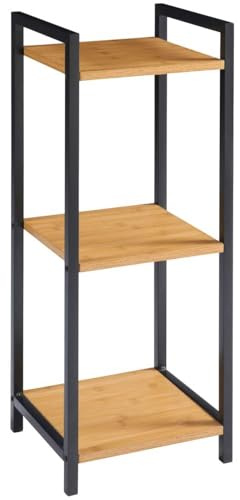 YORKSHIRE HOMEWARE 3-Tier Bamboo Shelf Unit | Free Standing Wooden Kitchen & Bathroom Storage Rack | Compact 3 Shelf Organizer | Wooden Freestanding Storage Organizer | Narrow Bookcase