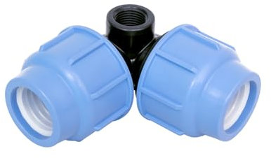 SAB Raccordo a Gomito con Filetto Femmina Laterale 25 x 1/2, Raccordi a Compressione BlueSeal 16 in PP, PN16, per Giunzione Tubi in Polietilene, per Impianti di Irrigazione