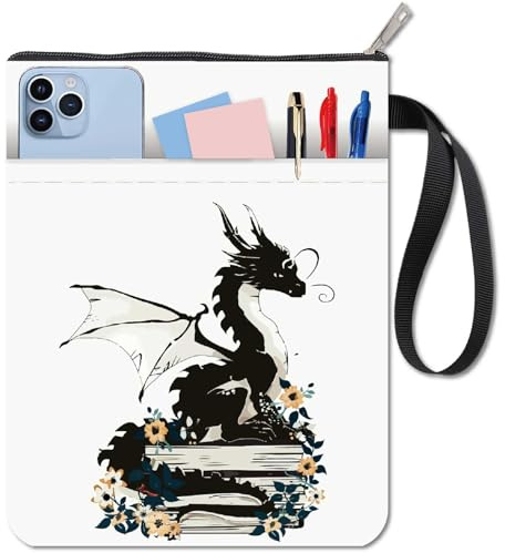 craspire Housse de Protection pour Livre Motif Dragon et Fleurs Lavable avec Fermeture Éclair et Pochette Supplémentaire Idéale pour Les Livres de Poche Ou comme Cadeau pour Les Amoureux des Livres.