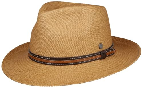 Lierys Vemano Bogart Panamahatt by Herrar - Made in Italy trädgårdshatt stråhatt sommarhatt Vår-sommar Vår Sommar - L (58-59 cm) camel