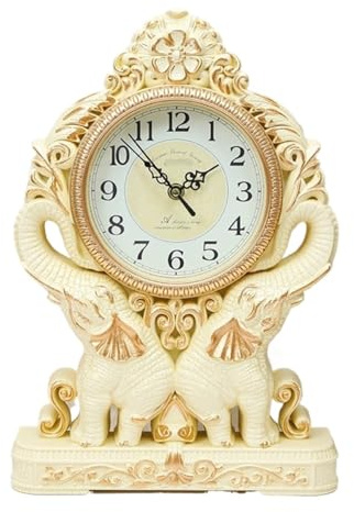 Orologio da Tavolo Camino Orologio da Tavolo Vintage con Elefante Orologio da Tavolo Silenzioso Ornamenti for La Casa for Tavolo Camera da Letto Orologio da Mensola