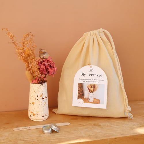 Miartisanat DIY Terrazzo Set aus Jesmonite - Dekorative Vase zum Selbermachen | Umweltfreundliches Harz AC100 | Kreative Geschenkidee | Schritt-für-Schritt-Anleitung enthalten - Terrazzo Herbst