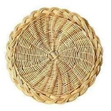 tovagliette, Tovagliette tessute rotonde/ellittiche da 10-30 cm Tovagliette in buccia di mais naturale/giacinto d'acqua, tovagliette in rattan intrecciato in paglia Sottopiatti intrecciati a mano(Natu