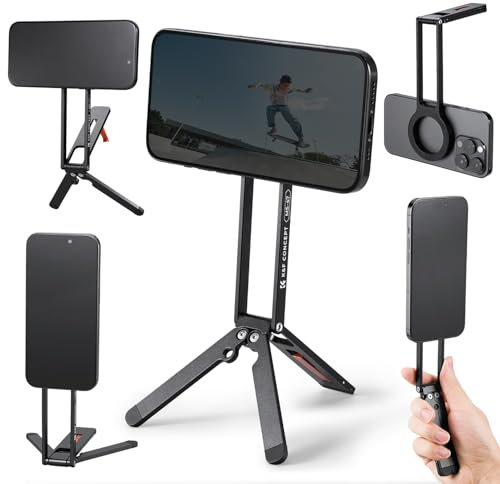 K&F Concept Treppiede Magnetico Smartphone MS-47, Supporto Pieghevole Piccolo per Telefono Cellulare, Mini Treppiede per iPhone, Compatibile con iPhone 17,16,15,14,13,12, altri con Anello Magnetico
