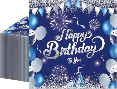 120 Stück Servietten Blau Geburtstag, Servietten für Junge Mädchen Kinder Geburtstags (Blau)