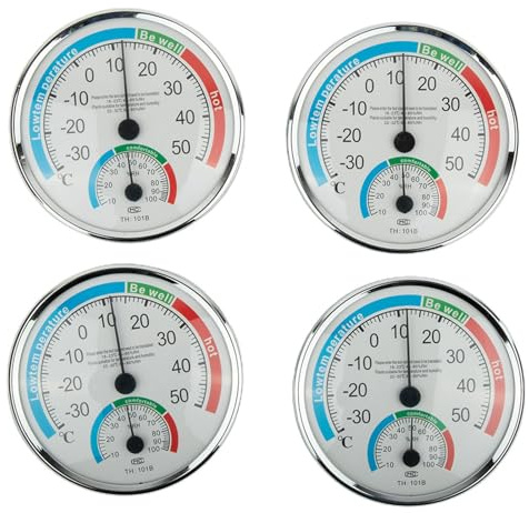 Für Thermo-Hygrometer für Raumklima analoge Anzeige zur Feuchtigkeits- und Temperaturüberwachung im Raum (4 Stück)