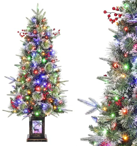 Garvee 120cm Weihnachtsbaum Mit 150 LED-Lichtern,9 Lichtmodi mit Basis, Künstlicher Weihnachtsbaum,Wärme weißes Licht & RGB Licht,Christmas Tree Schnellaufbau Klappsystem geschmückt für Weihnachten ﻿