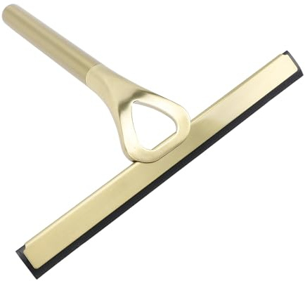 Oumefar Tergipavimento per Doccia, Tergicristallo per Bagno Multifunzionale in Silicone in Acciaio Inossidabile 304 per Specchio del Bagno, Finestra, Porta Dell'auto, Piastrelle, Ponte (Oro)