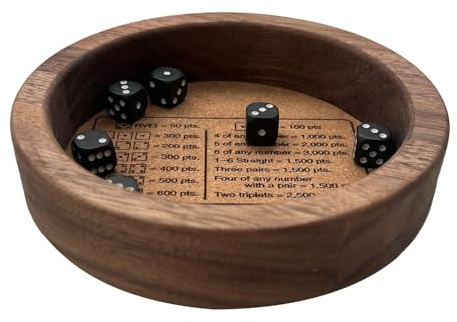 Generisch Würfelspiel mit Holztablett – Komplettset mit 6 Würfeln & Spielanleitung | Klassisches Familienspiel für Zuhause & Unterwegs | Perfekt für Spieleabende, Reisen und Partys