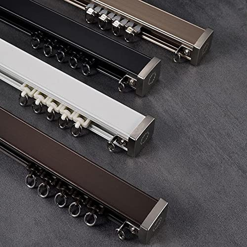 Riel de cortina de aluminio de 1 carril para cortinas, 4 m, sistema de cortinas negras para pabellón, terraza, baño, fácil de instalar, diseño moderno