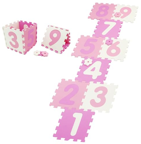 Costzon Kids Foam Puzzle Floor Mat, 9 Tiles Baby Comfortable Tummy Time Mat with Numbers, Non-Slip & Waterproof Interlocking Foam Tiles Play Mat for Toddler Playroom, Kindergarten or Nursery