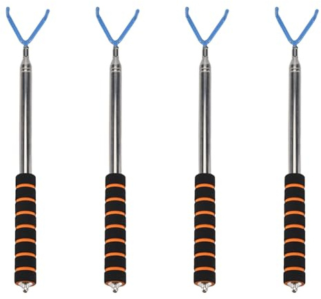 Janasiba 4X Disc Golf Retriever Disc Golf Grabber 10 Fuß Tragbare Teleskopstange mit StrapazierfäHigem Haken für Draussen Fliegend Disc
