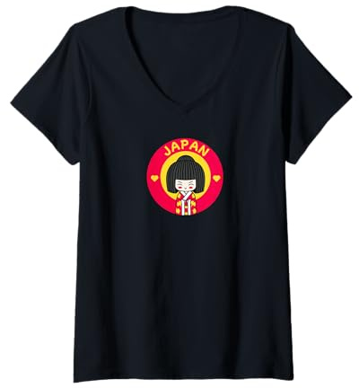 Mujer Japón Travel Geisha Kimono Sun Rise Tops, Camisetas y Accesorios Camiseta Cuello V