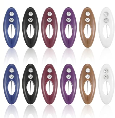 Hijab Pin 12Pcs Non Slip Hijab Clip Colorful Plastic Scarf Pin Shawl Clip | for Women, with Rhinestone Hollow Oval, for Women Muslim Scarf Accessories, Fastening Scarves and Sweaters