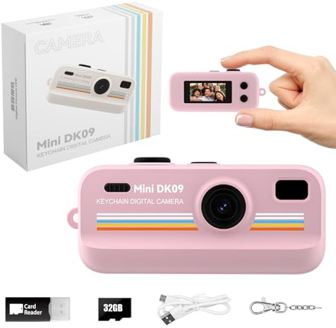 Mini Vintage Digital Camera 2K HD 16X Zoom LED Flash Light | Tiny Keychain Camera Classic Retro Filters Simple Compact Pocket Camera for Boys Girls Teens Birthday Gift