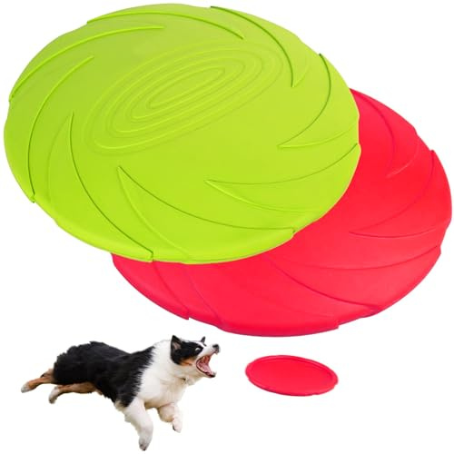 Kinesgsg 2 stycken hundfrisbee, 18 cm mjuk hund frisbee, hundleksak frisbee, gummi hundträning frisbees, simleksak för hundar, för hundträning, kasta, fånga och lek