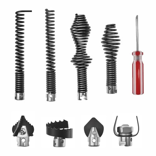 9 Stück Aufsatz für Abflussspirale 5/16 bis 5/8, Korrosionsbeständiges Fräskopf & Spiralbohrer Kit, Universal Rohrreiniger Werkzeug gegen Verstopfung in Kanalisation & Abflussrohr