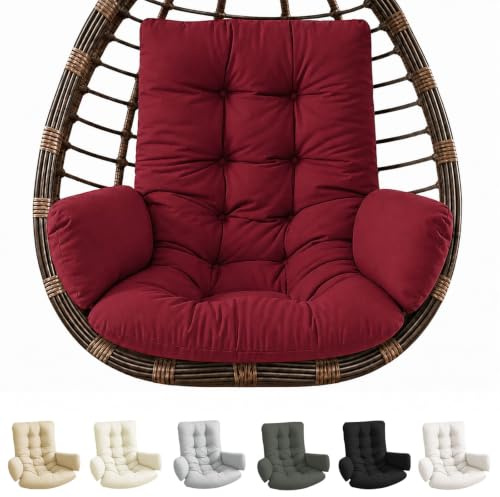 bechoanigel Coussin de fauteuil suspendu - Coussin de chaise à bascule - Coussin d'intérieur - Coussin de jardin - Coussin épais pour balancelle suspendue - Rouge bordeaux