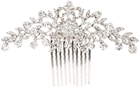 FRCOLOR Braut Haarkamm Mit Strass Kristall Blumen Frauen Kopfschmuck Für Hochzeit Party Und Besondere Anlässe Haarschmuck Steckkamm 4.13X2.76X0.59In