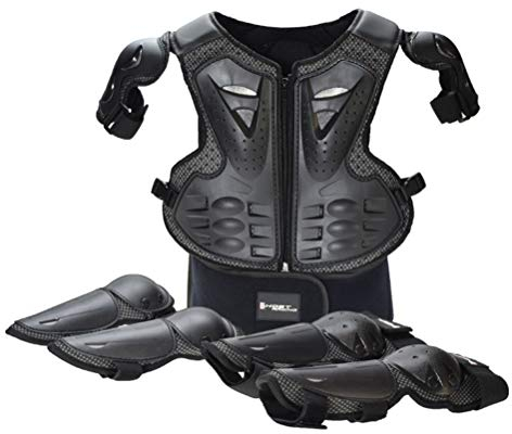 Kinder-Motorrad-Ganzkörper-Rüstung, Schutzausrüstung, Brust-, Wirbelsäulen-Rückenprotektor, Schulter-, Arm-, Ellenbogen-, Knieschoner, Pads für Motocross, Rennen, Skifahren, Eislaufen, Fahrrad,