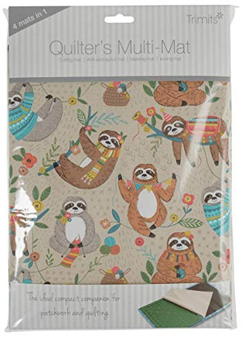 4-in-1 Quilter's Multi Mat. Cutting Mat, Ironing Board, Anti Skid Sheet & Pattern Marking Sheet - Sloth