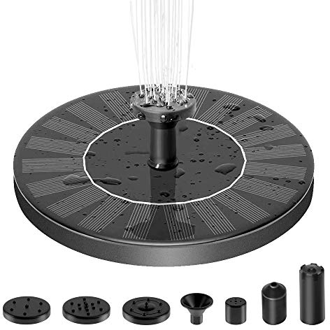 Solar Springbrunnen, Teichpumpe mit 1.4W Solar Panel Solarbrunnen, Schwimmender Fontäne Pumpe mit 6 Fontänenstile für Garten, Vogel-Bad,Teich,Fisch-Behälter