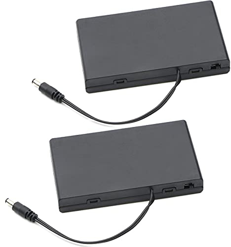 Greluma 2 st 12V 8xAA batterihållare förvaringsbox för batterier i plast med fodrallock PÅ/AV brytare med 5,5 mm x 2,1 mm DC kontakt