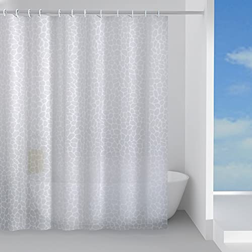 GEDY G-Jungle Tenda Doccia, Tenda Doccia 180x200, Realizzata in Tessuto peva, Finitura Bianca, Design R&S, Tenda per Doccia provvista di 12 Anelli, 2 Anni di Garanzia