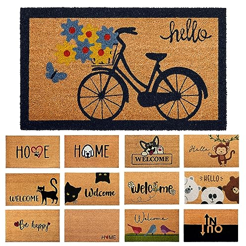 Felpudo Bicicleta de Fibra de Coco - 70x40cm - Felpudos Antideslizantes - Alfombras Originales para la Entrada a Casa, Pasillos, Puertas de Exterior - Accesorios para el Hogar -Material Resistente