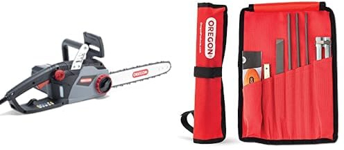 Oregon Tronçonneuse Électrique CS1400 2400W, Puissante Tronçonneuse Électrique avec Guide-Chaîne de 40 cm & Kit d'Affûtage Universel Portable, Limes Rondes 5/32 (4 mm) / 3/16 / 7/32, Lime Plate