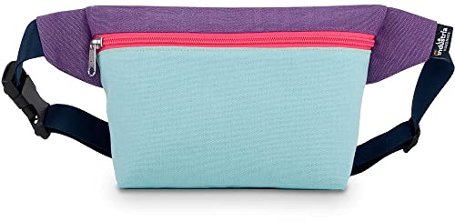 Riñonera Impermeable para Mujer y Hombre con Tejido Resistente y Ligero - Riñonera Ajustable Repelente a líquidos con Amplia Capacidad para Viajes, Festivales, Paseos, Playa (Azul-Lila)