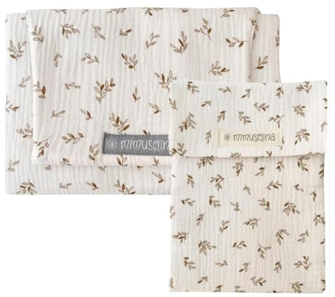 MIMUSELINA | Set mit tragbarer Wickelunterlage Unterwegs und Wickeltasche | Wasserdicht, Faltbar und aus 100% OEKO-TEX Baumwolle | Baby-Zubehör für unterwegs oder auf Reisen