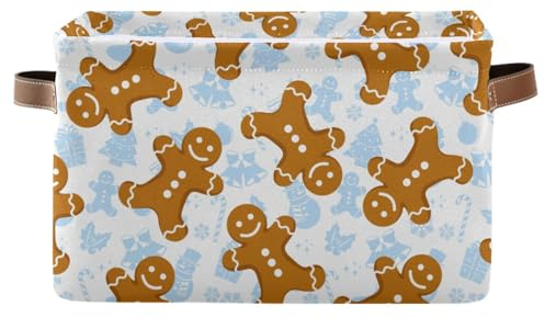 Mnsruu Cesto portaoggetti per scaffali, motivo con pan di zenzero, scatole con manici, grandi contenitori per armadio