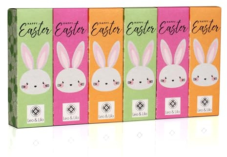 Leo & Lilo Kleiner Gruß Happy Easter - Handcreme Geschenksets - 6er-Set mit einzeln verpackten Mini Handcremes 20 ml - Pflegt trockene und strapazierte Hände