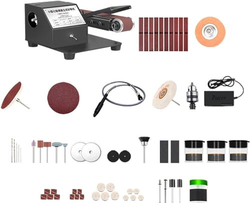 Smerigliatrice, Mini levigatrice a nastro verticale e orizzontale da 250 W Levigatrice elettrica Lucidatrice Rettificatrice Levigatrice Levigatrice Piccola macchina a nastro a sabbia Regolazione a 7 v