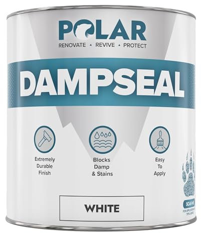 Polar White Damp Seal Paint - 500ml - Satin Finish - Stain Blocker and Anti Damp Proof Paint for Internal Walls & Ceilings - Quick Drying for Wood, Plaster, Cement and Stone