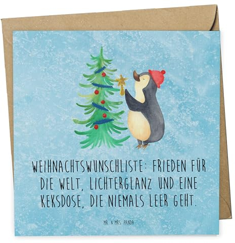 Mr. & Mrs. Panda Einladungskarte Pinguin Weihnachtsbaum - Geschenk, Weihnachten, lustige karten, Klappkarte, Dankeskarte, abschiedskarte, Geschenkkarte, Winter, Hochwertige Grußkarte