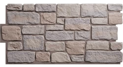 EverStone Cobblestone Faux Stone Panel, 48W x 23 3/4H x 1 1/8D, Harbor Mist Color