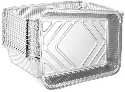 LOPYXBR 50 Stück Aluschalen Grill, 2250ml Aluschalen Groß, 31,5x21,5x5cm Alu Grillschalen, Einweg Tropfschalen aus Aluminium für Kochen, Grillen, Aufbewahren von Lebensmitteln